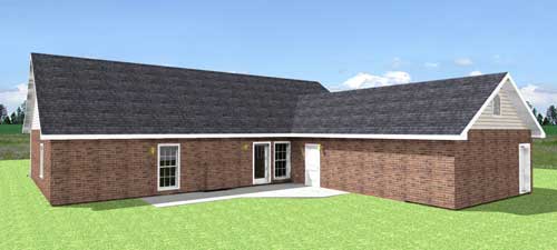 Home Plan Rear Elevation of this 4-Bedroom,1856 Sq Ft Plan -123-1036