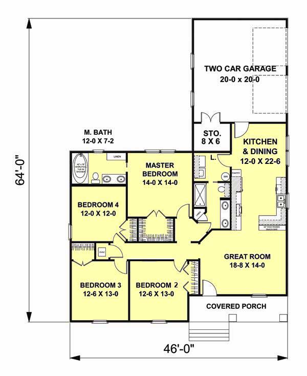 Floor Plan First Story of Country Plan #123-1043
