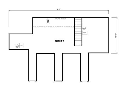 Floor Plan Bonus Room of Country Plan #123-1044