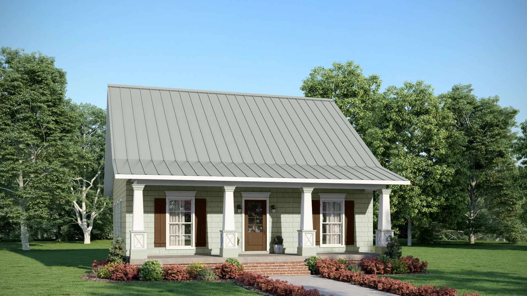 Color rendering of Country home plan (ThePlanCollection: House Plan #123-1045)
