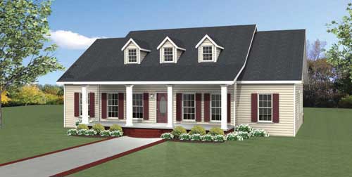This is a computer rendering of these Country House Plans.