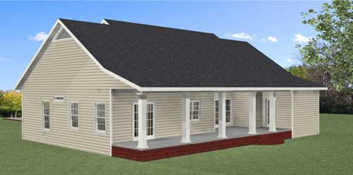 Rear View of this 3-Bedroom, 1958 Sq Ft Plan - 123-1046