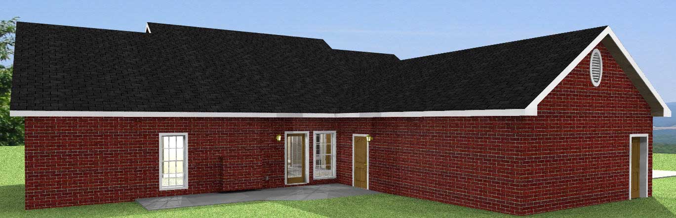 Home Plan Rear Elevation of this 4-Bedroom,1856 Sq Ft Plan -123-1048