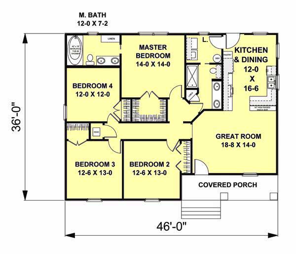 Floor Plan First Story of Country Plan #123-1049