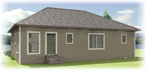 Home Plan Rear Elevation of this 4-Bedroom,1541 Sq Ft Plan -123-1049