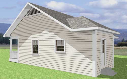 Home Plan Right Elevation of this 2-Bedroom,864 Sq Ft Plan -123-1050