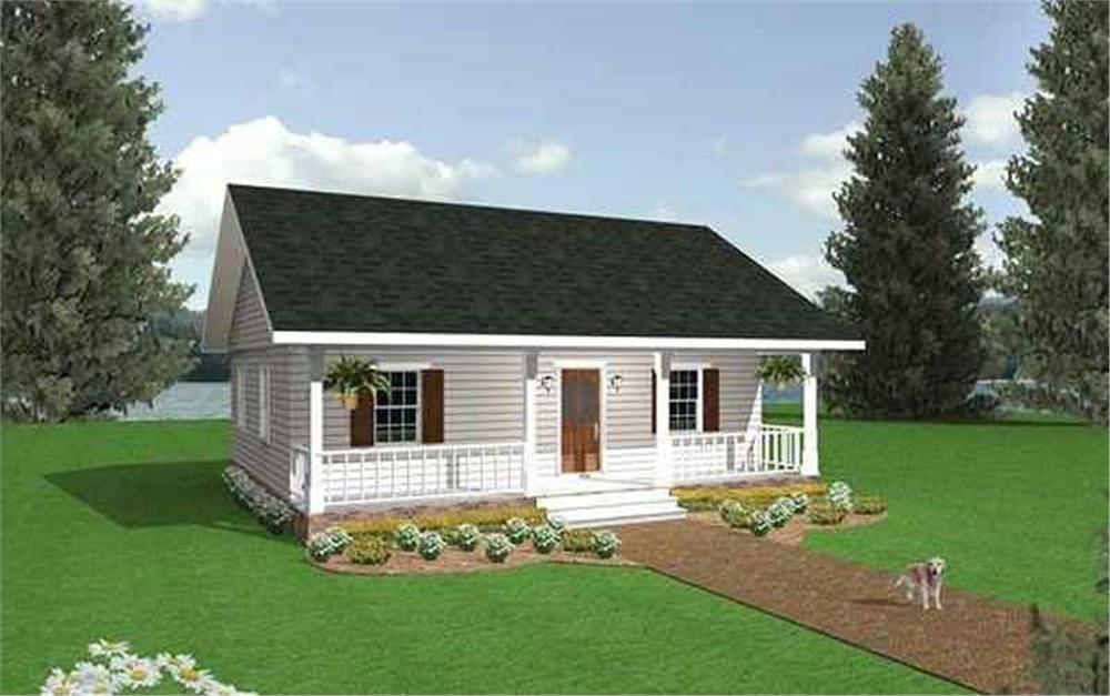 Front View of this 2-Bedroom, 864 Sq Ft Plan - 123-1050
