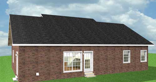 Home Plan Rear Elevation of this 3-Bedroom,1700 Sq Ft Plan -123-1053