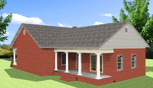 Home Plan Rear Elevation of this 3-Bedroom,1485 Sq Ft Plan -123-1057