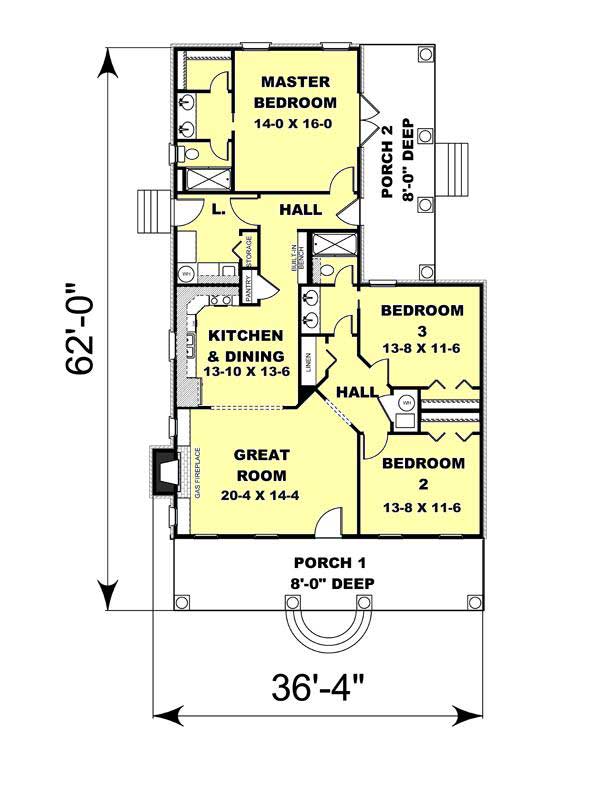 Floor Plan First Story of Country Plan #123-1057