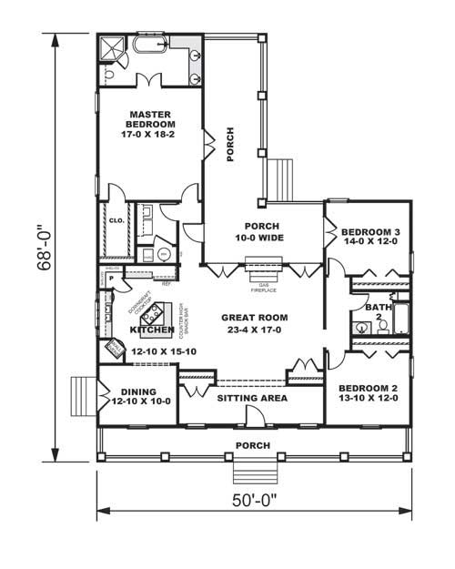 Floor Plan First Story of Farmhouse Plan #123-1062