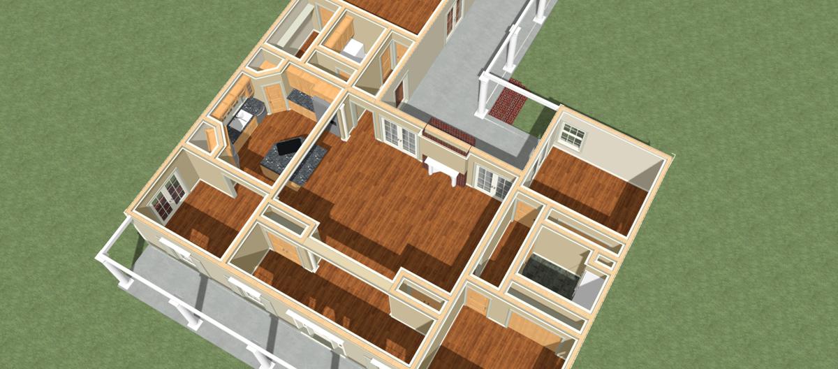 3D Floor Plan of this 3-Bedroom, 2052 Sq Ft Plan - 123-1062