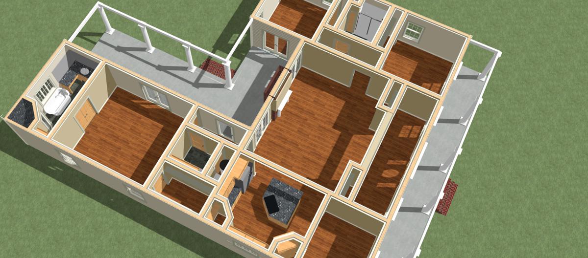 3D Floor Plan of this 3-Bedroom, 2052 Sq Ft Plan - 123-1062