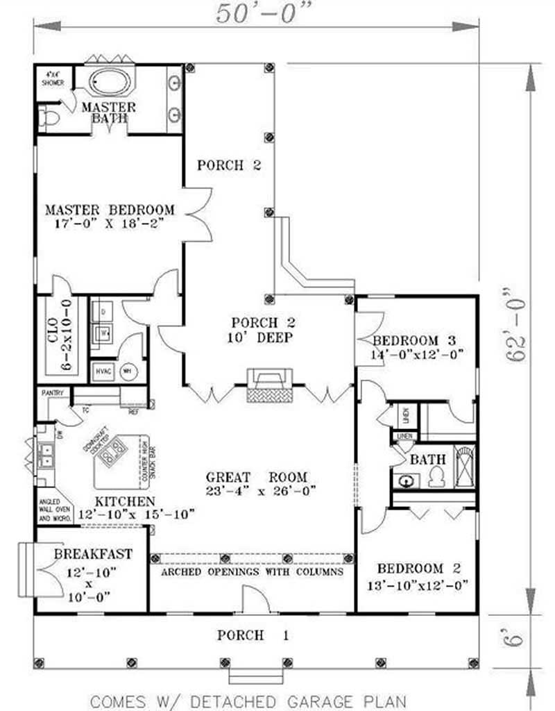 Floor Plan First Story of Southern Plan #123-1064
