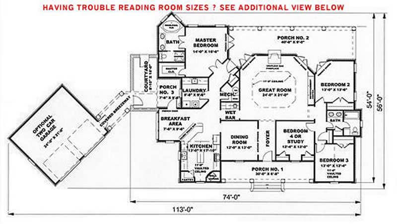 Floor Plan First Story of European Plan #123-1068