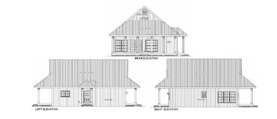 Home Plan Rear Elevation of this 2-Bedroom,1292 Sq Ft Plan -123-1071