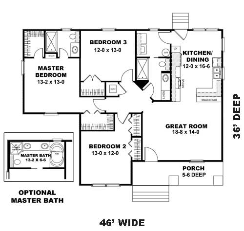 Floor Plan First Story of Country Plan #123-1075