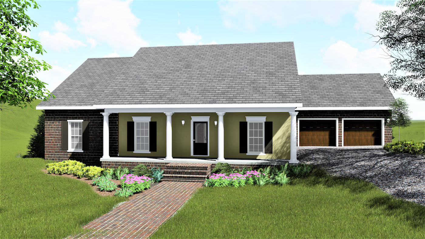 Home Plan Front Elevation of this 4-Bedroom,1729 Sq Ft Plan -123-1078