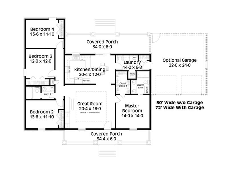 Floor Plan First Story of Country Plan #123-1078