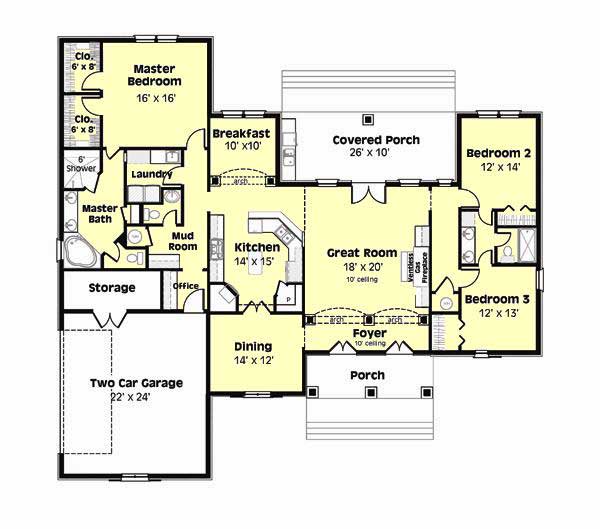Floor Plan First Story of Country Plan #123-1079