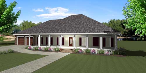 Front elevation of Country home (ThePlanCollection: House Plan #123-1081)