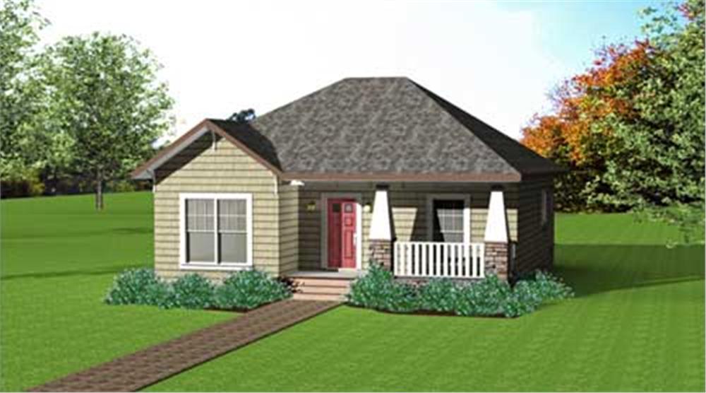 Home Plan Front Elevation of this 2-Bedroom,1073 Sq Ft Plan -123-1083