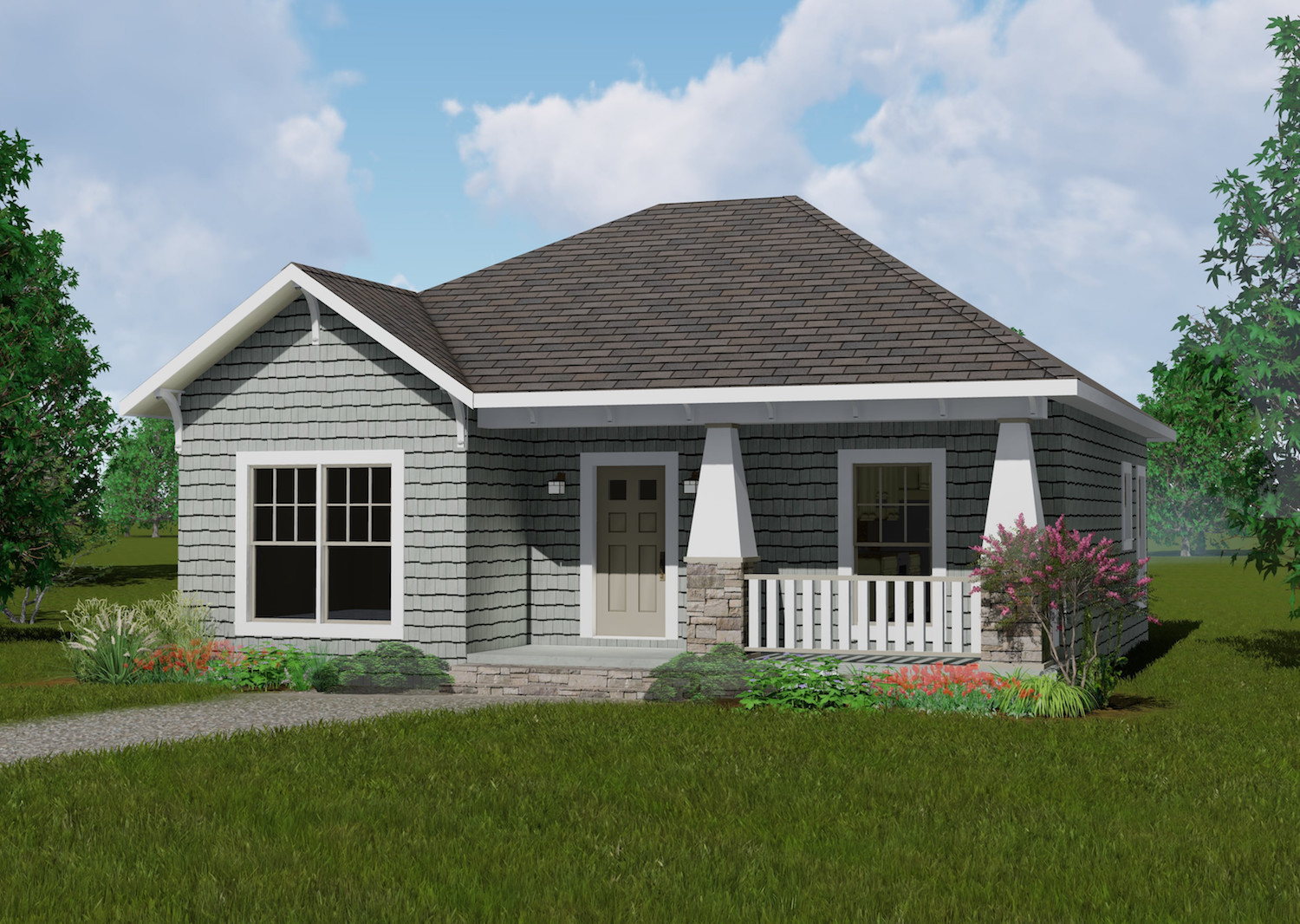 Color rendering of Country home plan (ThePlanCollection: House Plan #123-1083)