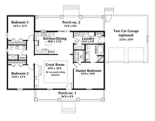 Floor Plan First Story of Country Plan #123-1086