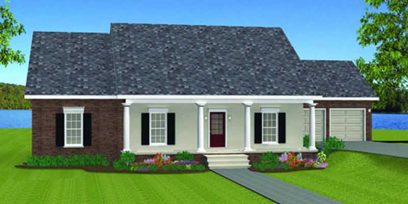 Home Plan Front Elevation of this 3-Bedroom,1629 Sq Ft Plan -123-1086