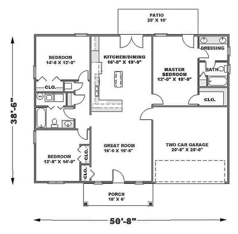 Floor Plan First Story of Country Plan #123-1087
