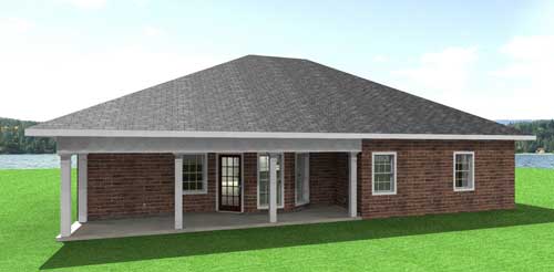 Home Plan Rear Elevation of this 3-Bedroom,1500 Sq Ft Plan -123-1089