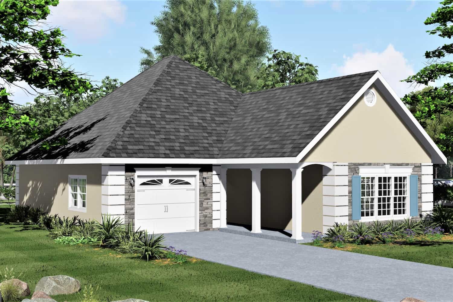 Left Side View of this 2-Bedroom, 1312 Sq Ft Plan - 123-1090