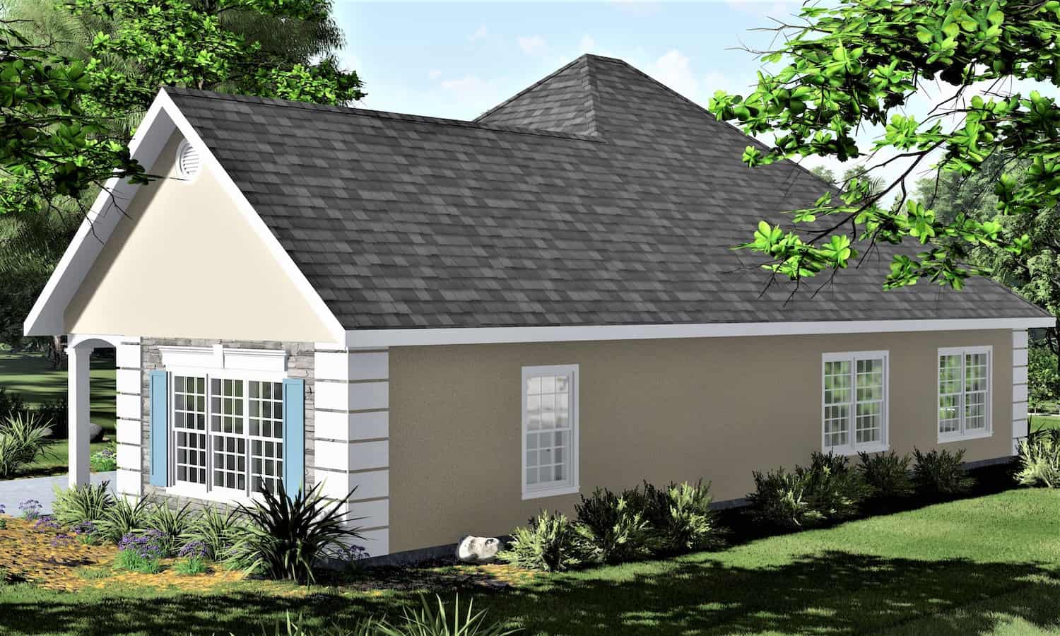 Right Side View of this 2-Bedroom, 1312 Sq Ft Plan - 123-1090