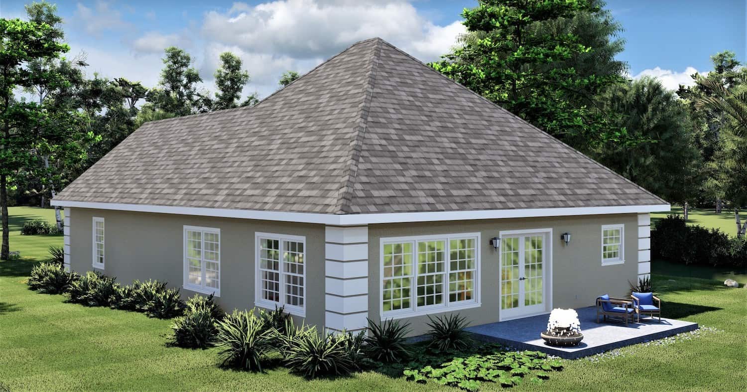 Rear View of this 2-Bedroom, 1312 Sq Ft Plan - 123-1090