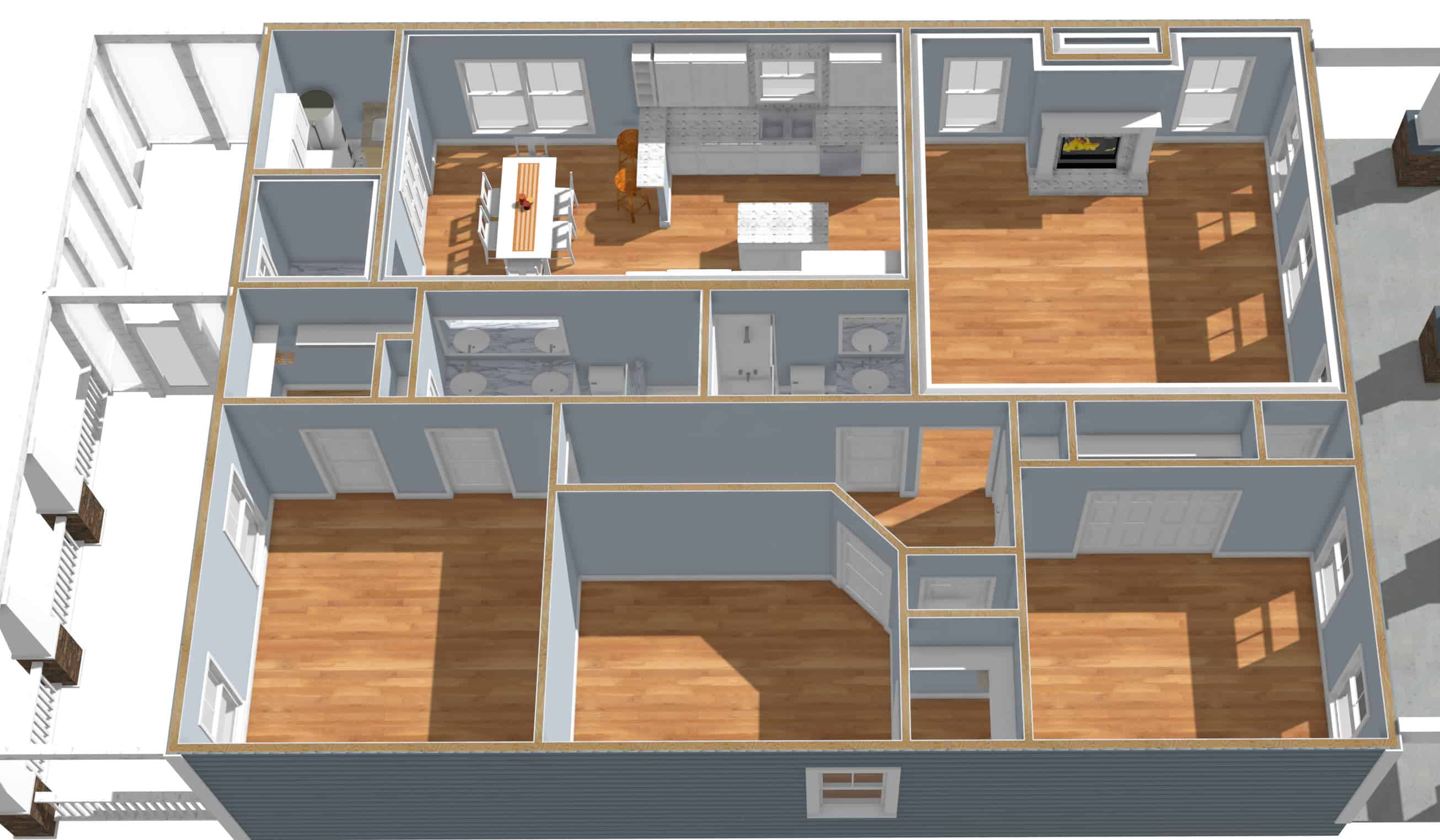3D Floor Plan of this 3-Bedroom, 1587 Sq Ft Plan - 123-1095