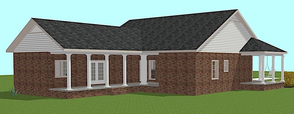 Home Plan Rear Elevation of this 3-Bedroom,1717 Sq Ft Plan -123-1097