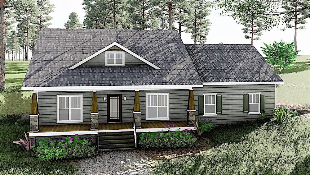 Front View of this 2-Bedroom, 1882 Sq Ft Plan - 123-1098