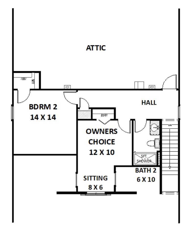 Floor Plan Upper Level of Farmhouse Plan #123-1098
