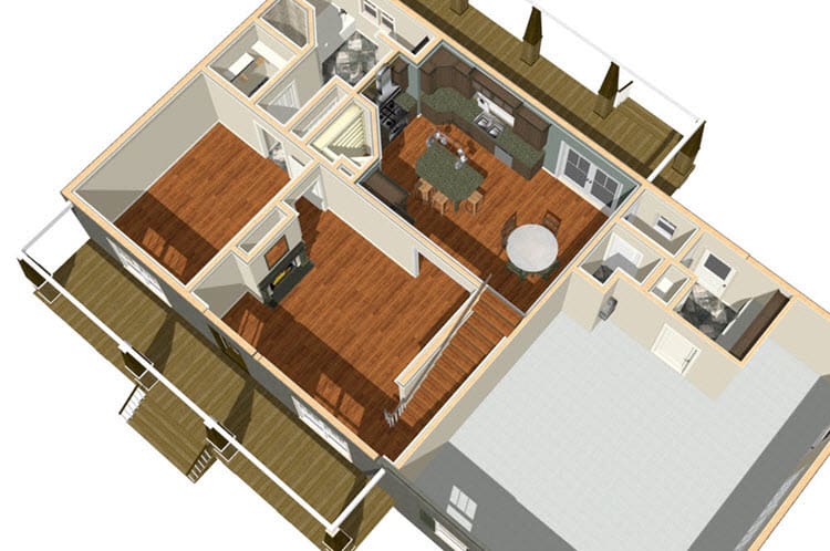 3D Floor Plan of this 2-Bedroom, 1882 Sq Ft Plan - 123-1098