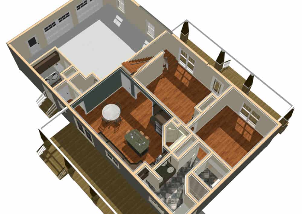 3D Floor Plan of this 2-Bedroom, 1882 Sq Ft Plan - 123-1098