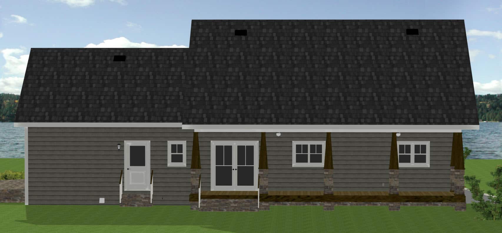 Home Plan Rear Elevation of this 2-Bedroom,1882 Sq Ft Plan -123-1098