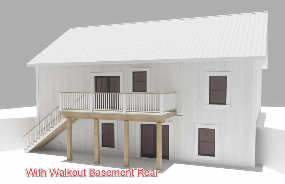 Home Plan Rear Elevation of this 3-Bedroom,1311 Sq Ft Plan -123-1100