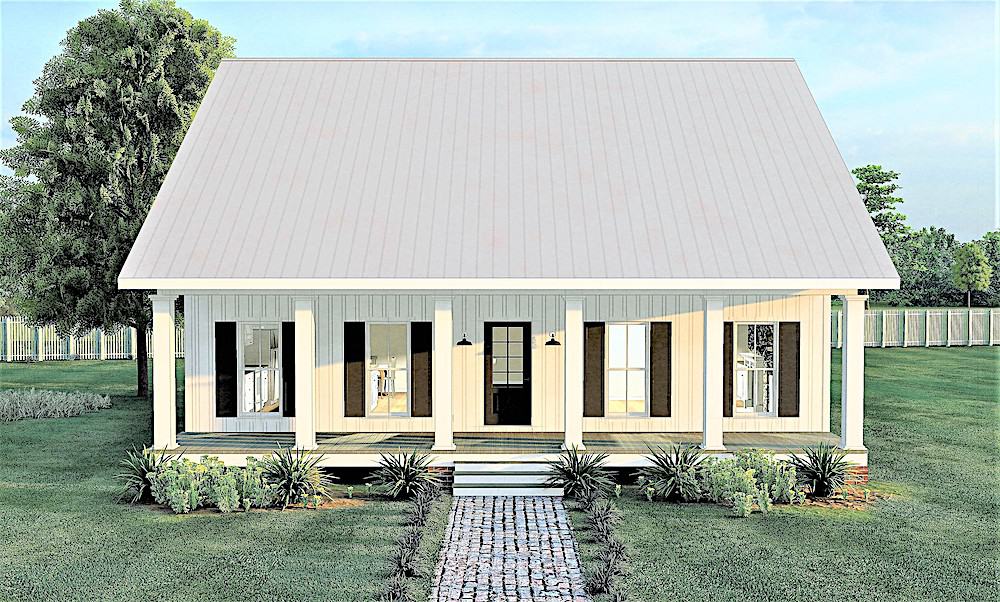 Front elevation of Ranch home (ThePlanCollection: House Plan #123-1103)