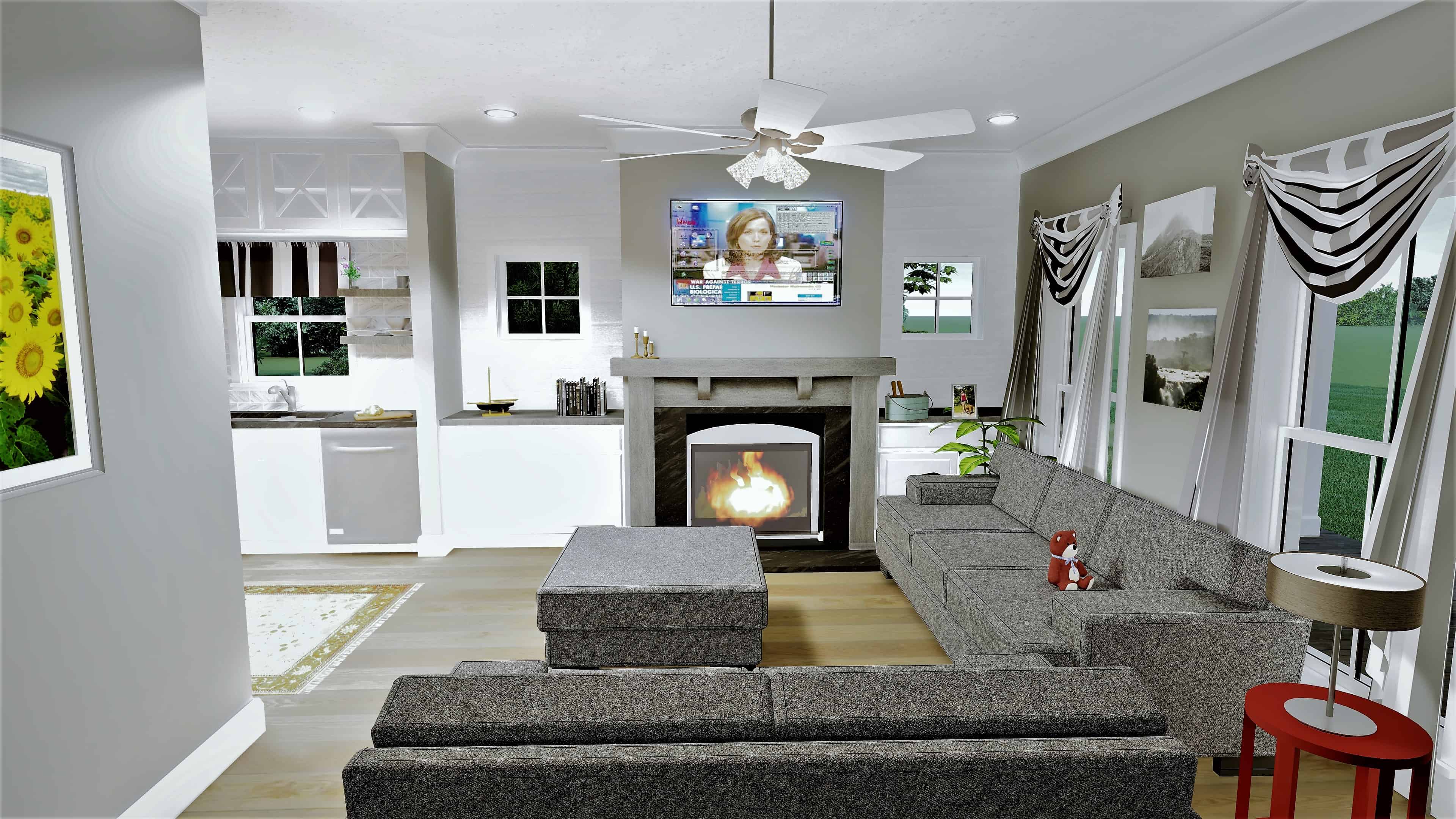 Great Room of this 2-Bedroom, 890 Sq Ft Plan - 123-1108