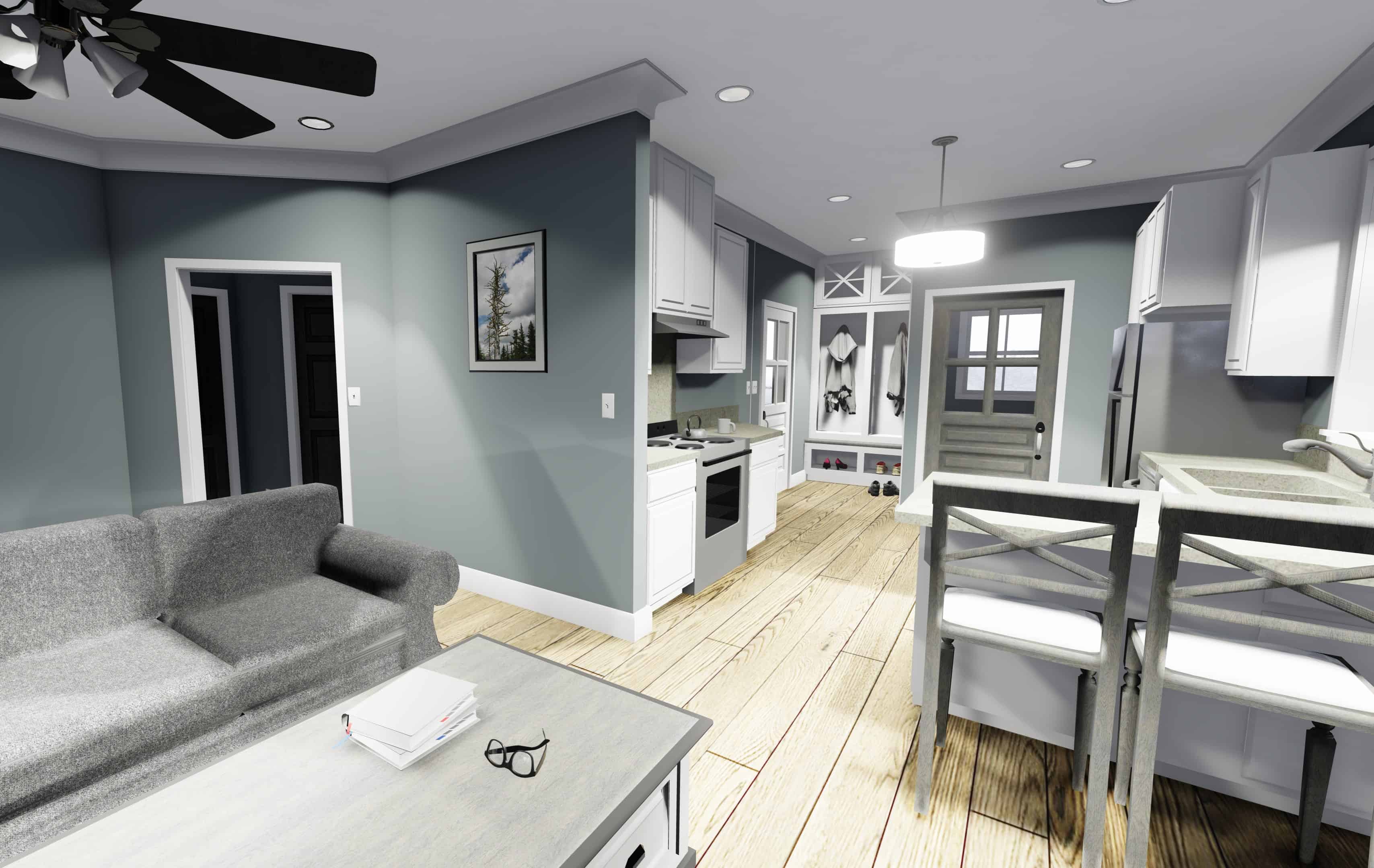 Great Room of this 2-Bedroom, 890 Sq Ft Plan - 123-1109