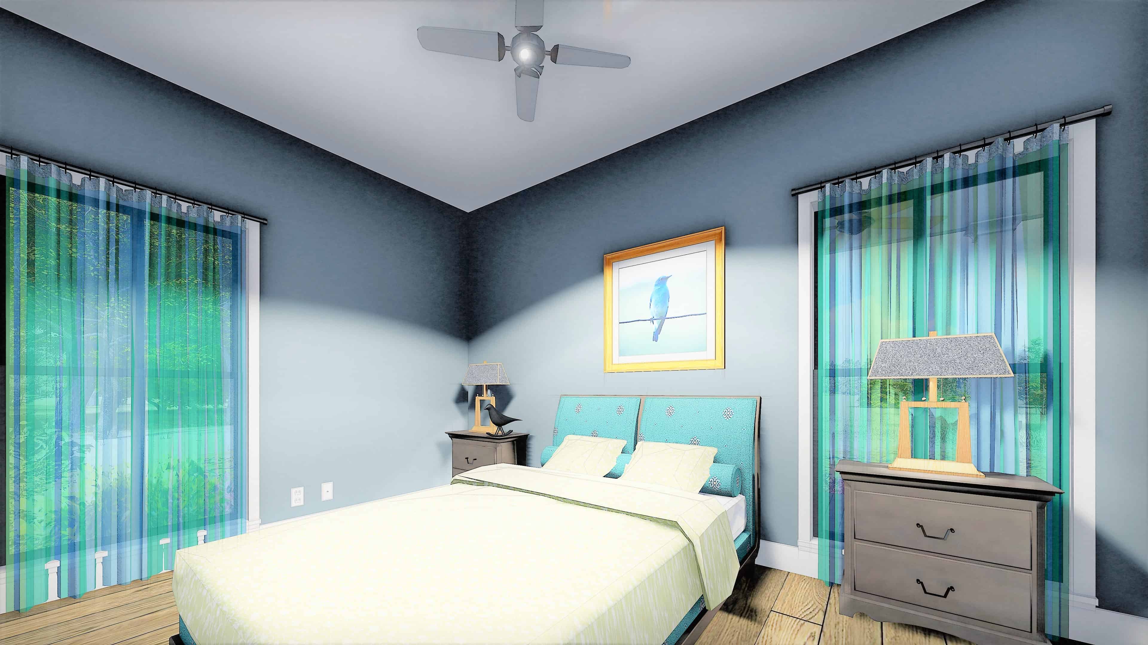 Bedroom of this 2-Bedroom, 890 Sq Ft Plan - 123-1109