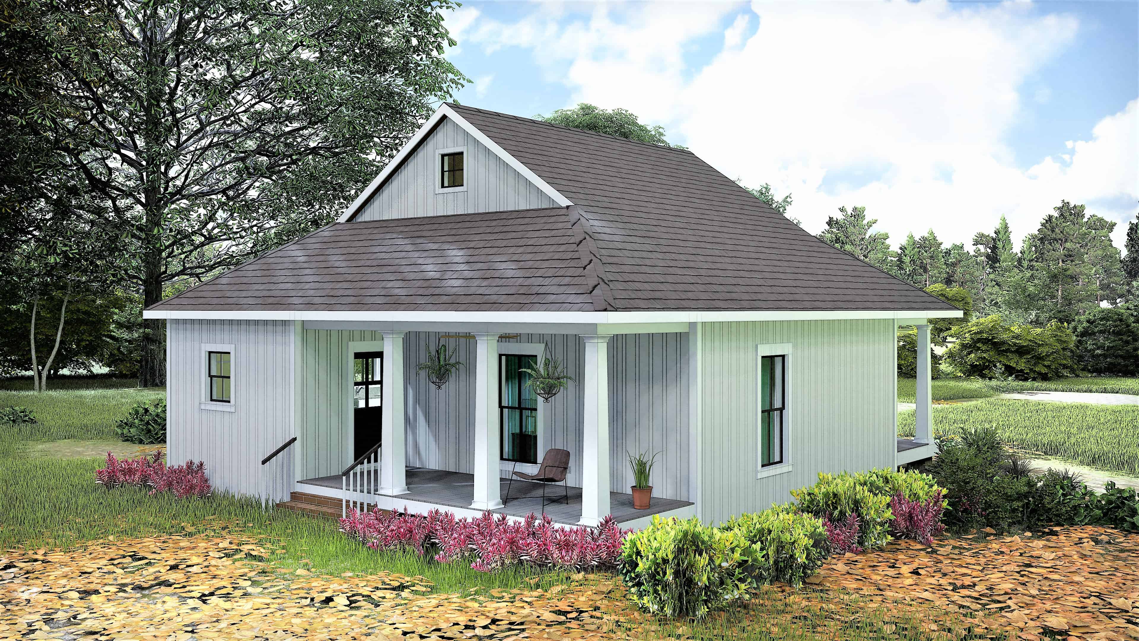 Left Side View of this 2-Bedroom, 890 Sq Ft Plan - 123-1109