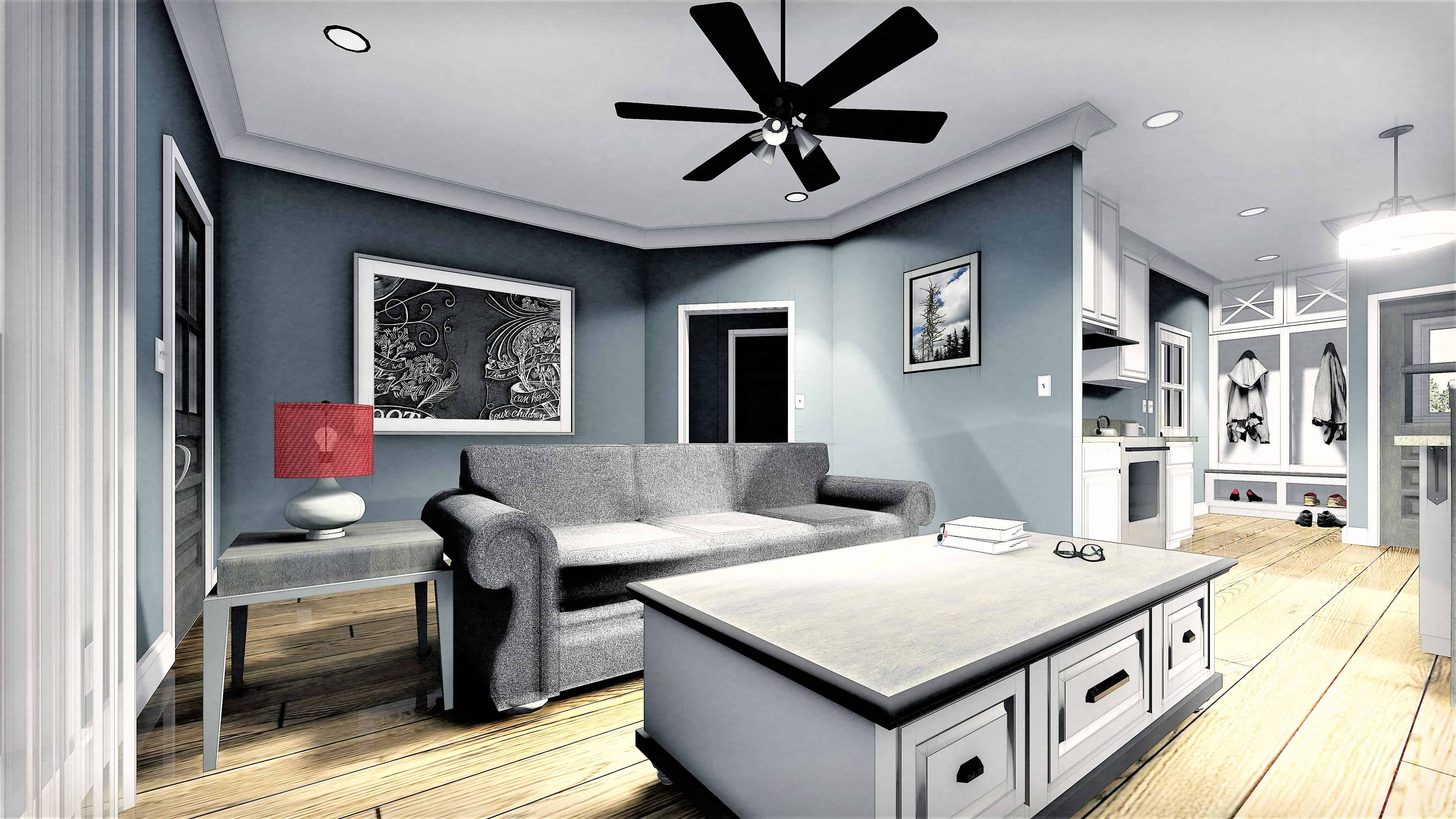 Great Room of this 2-Bedroom, 890 Sq Ft Plan - 123-1109