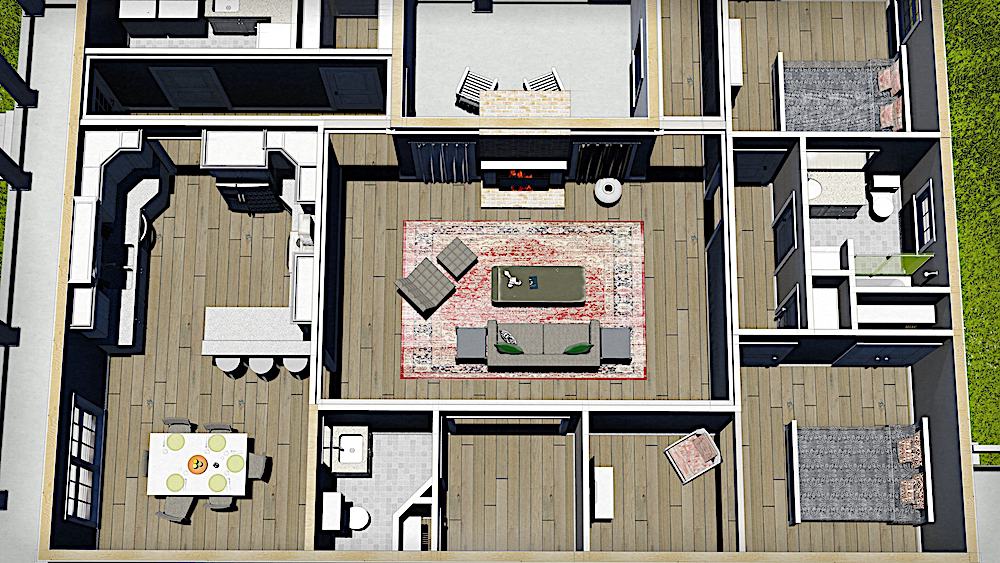 3D Floor Plan of this 3-Bedroom, 2159 Sq Ft Plan - 123-1110