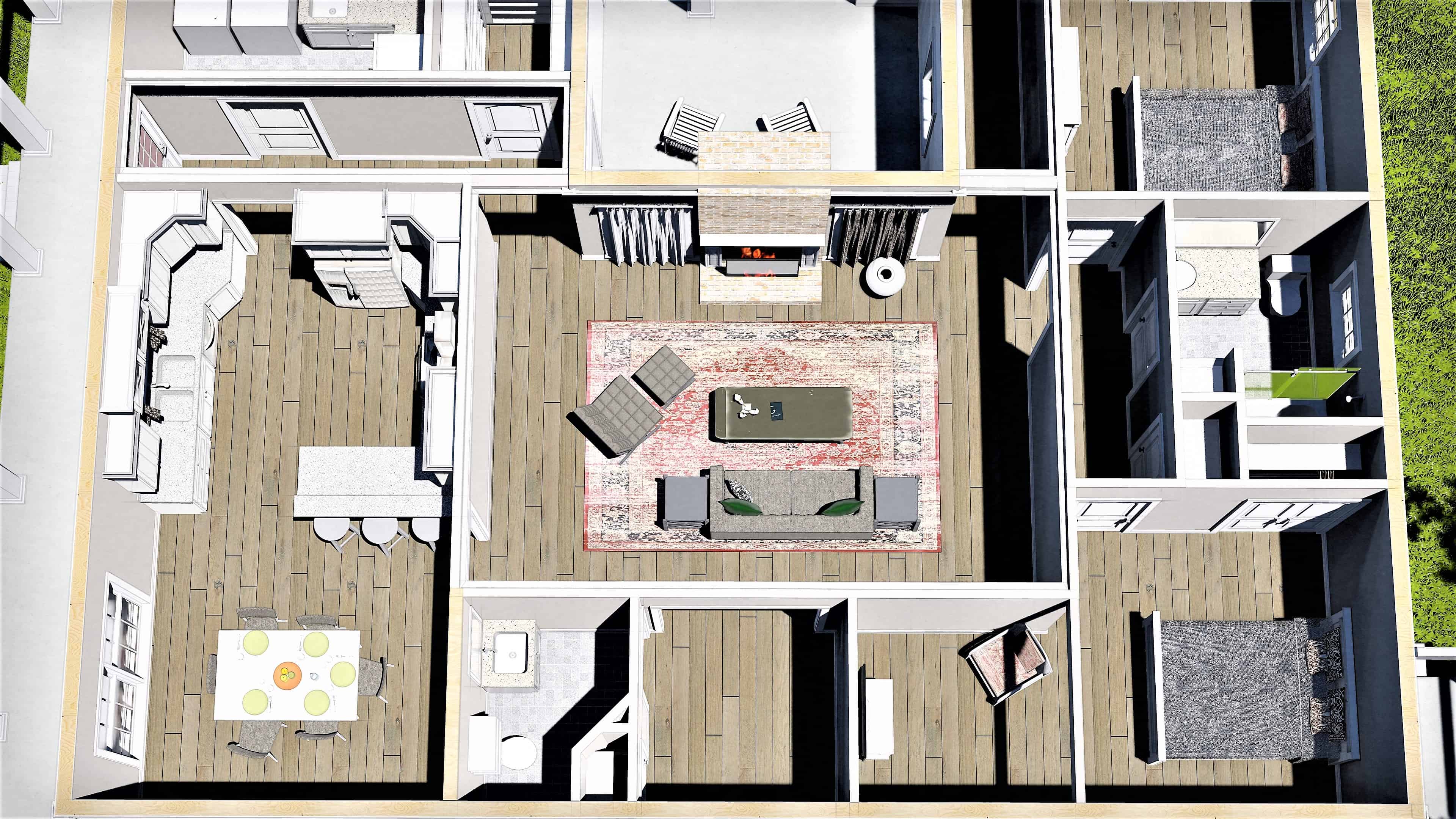 3D Floor Plan of this 3-Bedroom, 2159 Sq Ft Plan - 123-1110